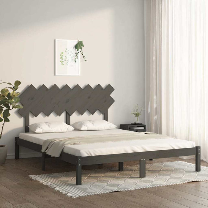 Cadru de pat, gri, 160x200 cm, lemn masiv WALTI