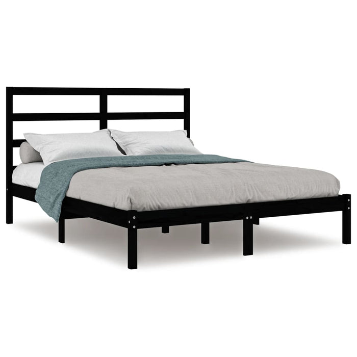 Cadru de pat, negru, 140x190 cm, lemn masiv de pin WALTI