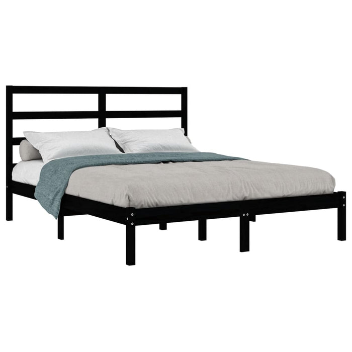 Cadru de pat, negru, 140x190 cm, lemn masiv de pin WALTI