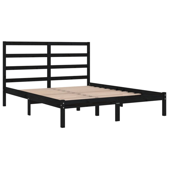 Cadru de pat, negru, 140x190 cm, lemn masiv de pin WALTI