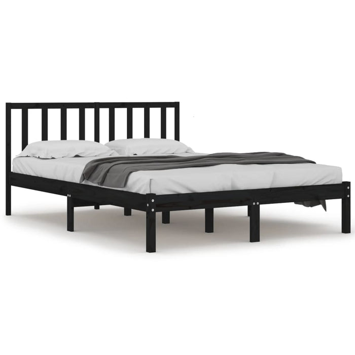 Cadru de pat, negru, 140x190 cm, lemn masiv de pin WALTI