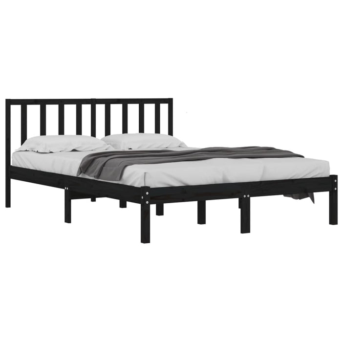 Cadru de pat, negru, 140x190 cm, lemn masiv de pin WALTI