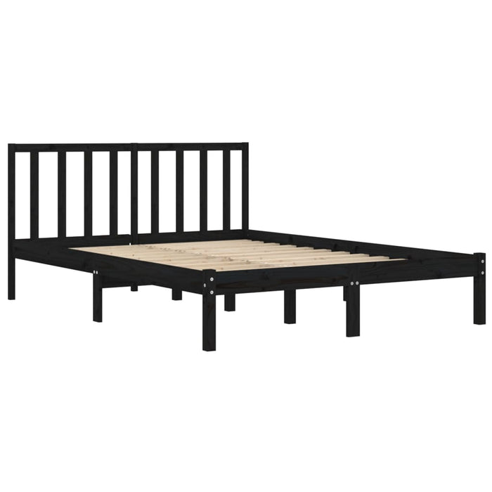 Cadru de pat, negru, 140x190 cm, lemn masiv de pin WALTI