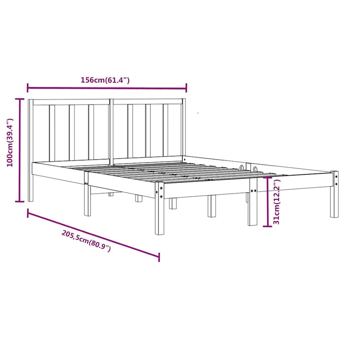 Cadru de pat King Size, maro miere, 150x200 cm, lemn masiv pin WALTI