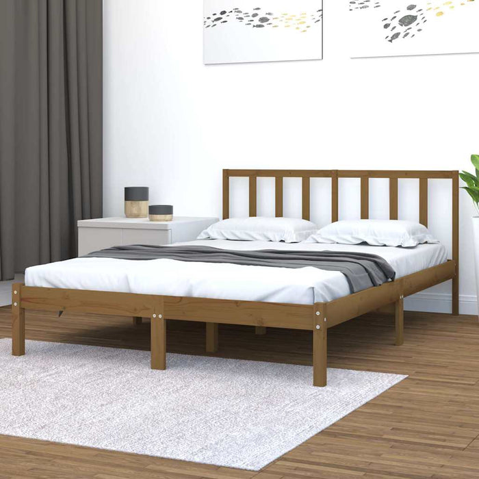 Cadru de pat King Size, maro miere, 150x200 cm, lemn masiv pin WALTI