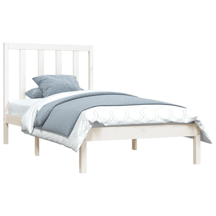 Cadru de pat mic single, alb, 75x190 cm, lemn masiv de pin WALTI