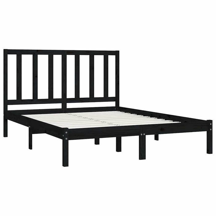 Cadru de pat dublu, negru, 135x190 cm, lemn masiv de pin WALTI
