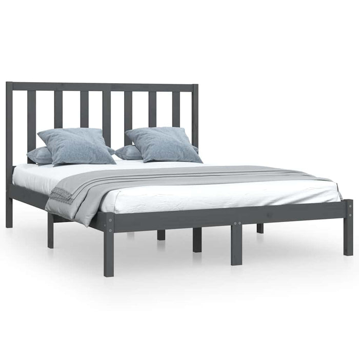 Cadru de pat, gri, 140x190 cm, lemn masiv de pin WALTI