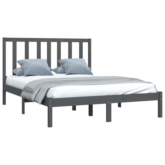Cadru de pat, gri, 140x190 cm, lemn masiv de pin WALTI