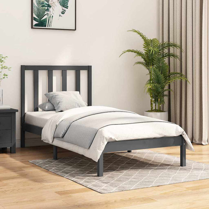 Cadru de pat, gri, 100x200 cm, lemn masiv de pin WALTI