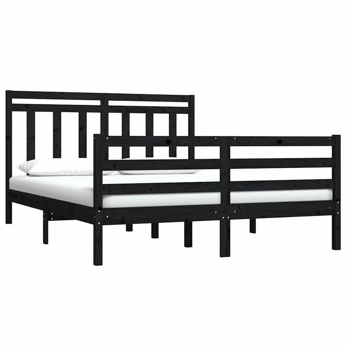 Cadru de pat mic dublu, negru, 120x190 cm, lemn masiv WALTI