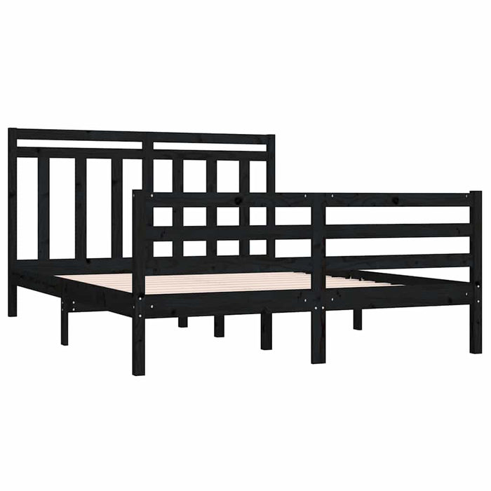 Cadru de pat mic dublu, negru, 120x190 cm, lemn masiv WALTI