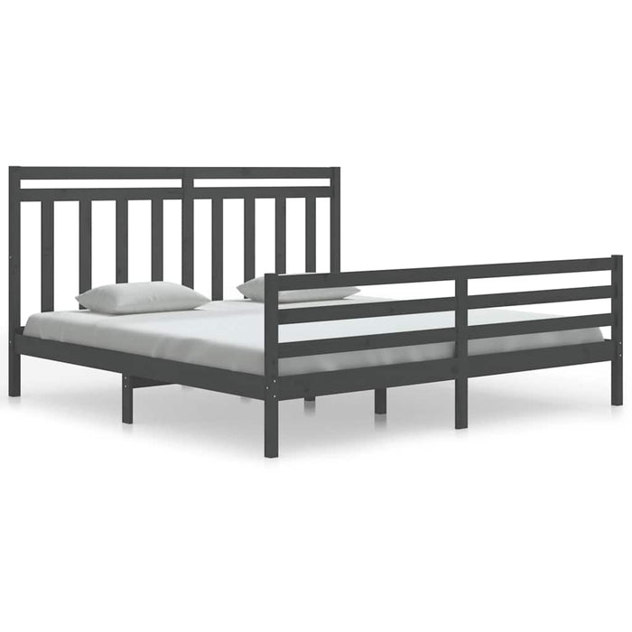 Cadru de pat Super King, gri, 180x200 cm, lemn masiv WALTI