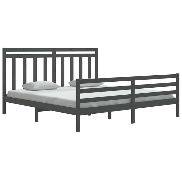 Cadru de pat Super King, gri, 180x200 cm, lemn masiv WALTI