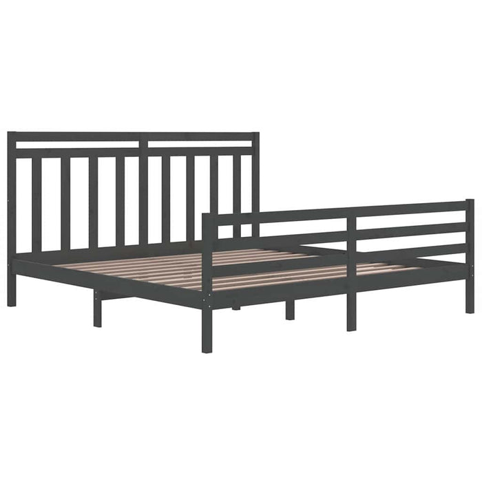 Cadru de pat Super King, gri, 180x200 cm, lemn masiv WALTI