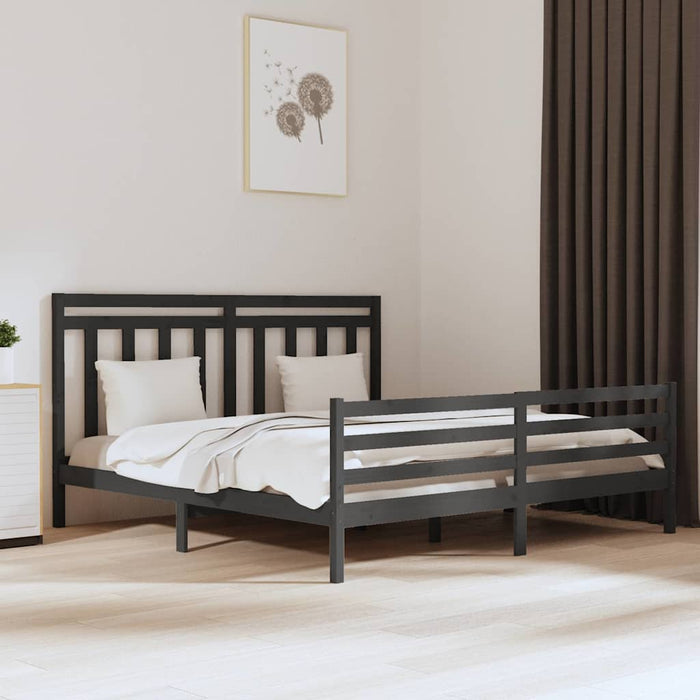 Cadru de pat Super King, gri, 180x200 cm, lemn masiv WALTI