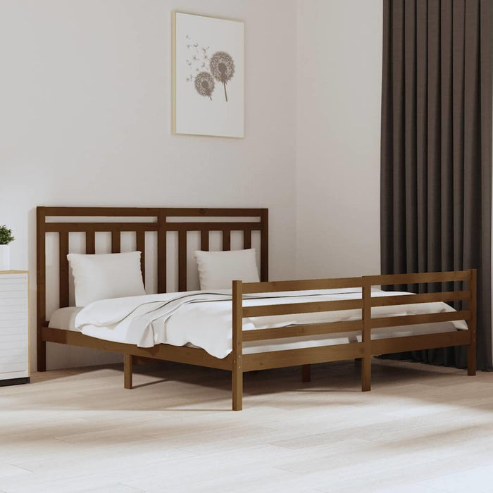 Cadru de pat Super King, maro miere, 180x200 cm, lemn masiv WALTI
