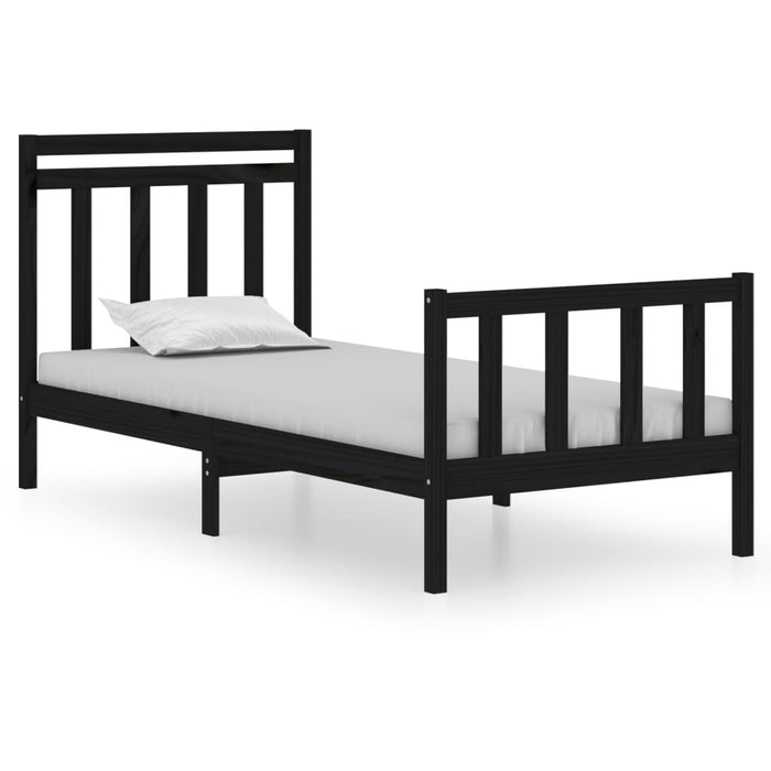 Cadru de pat mic single, negru, 75x190 cm, lemn masiv - WALTI WALTI