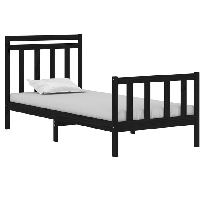 Cadru de pat mic single, negru, 75x190 cm, lemn masiv - WALTI WALTI