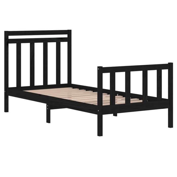 Cadru de pat mic single, negru, 75x190 cm, lemn masiv - WALTI WALTI