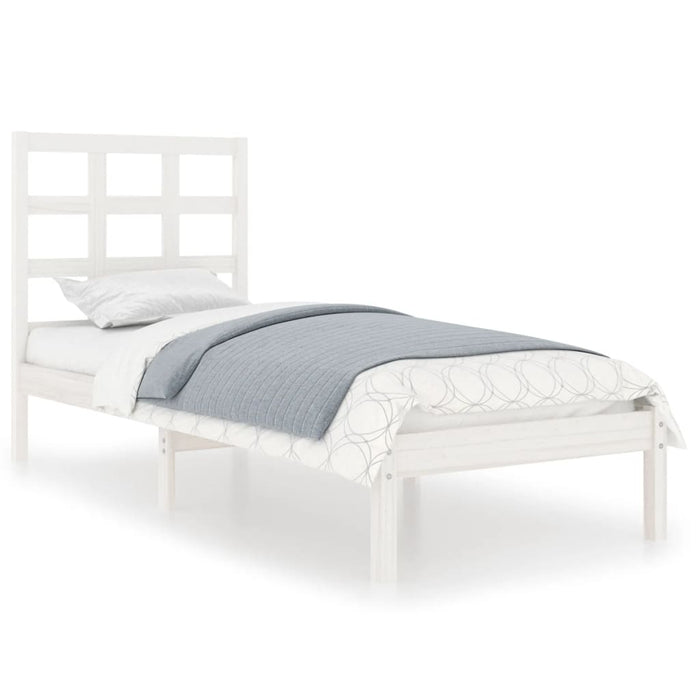 Cadru de pat mic single, alb, 75x190 cm, lemn masiv - WALTI WALTI