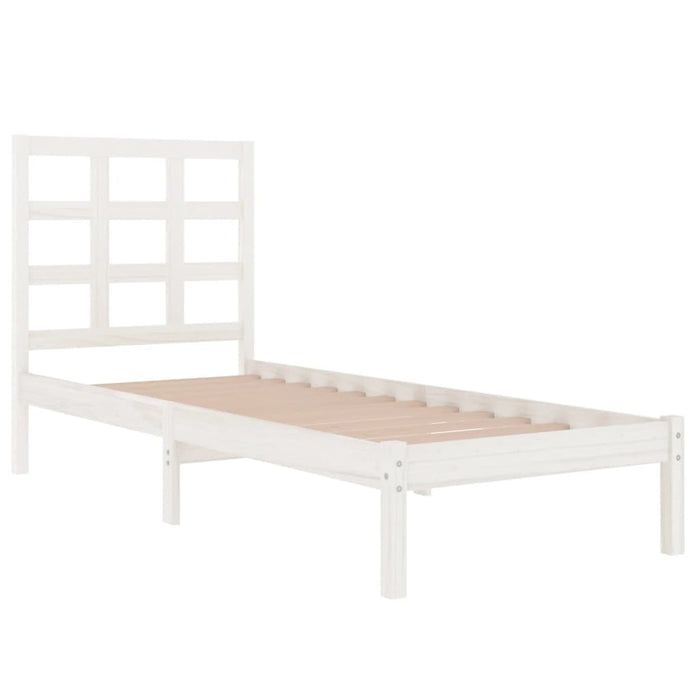 Cadru de pat mic single, alb, 75x190 cm, lemn masiv - WALTI WALTI