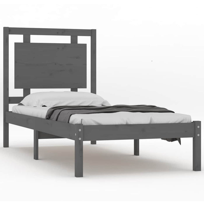 Cadru de pat single, gri, 90x190 cm, lemn masiv WALTI