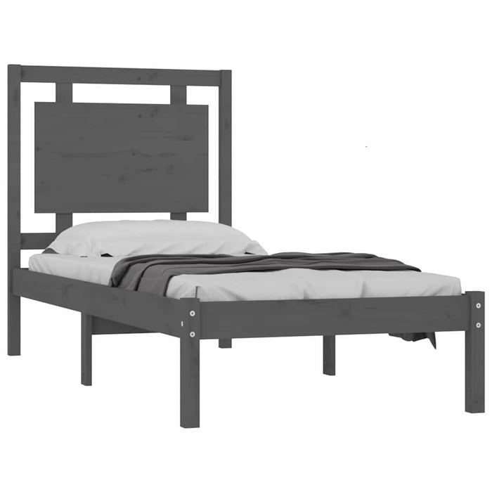 Cadru de pat single, gri, 90x190 cm, lemn masiv WALTI