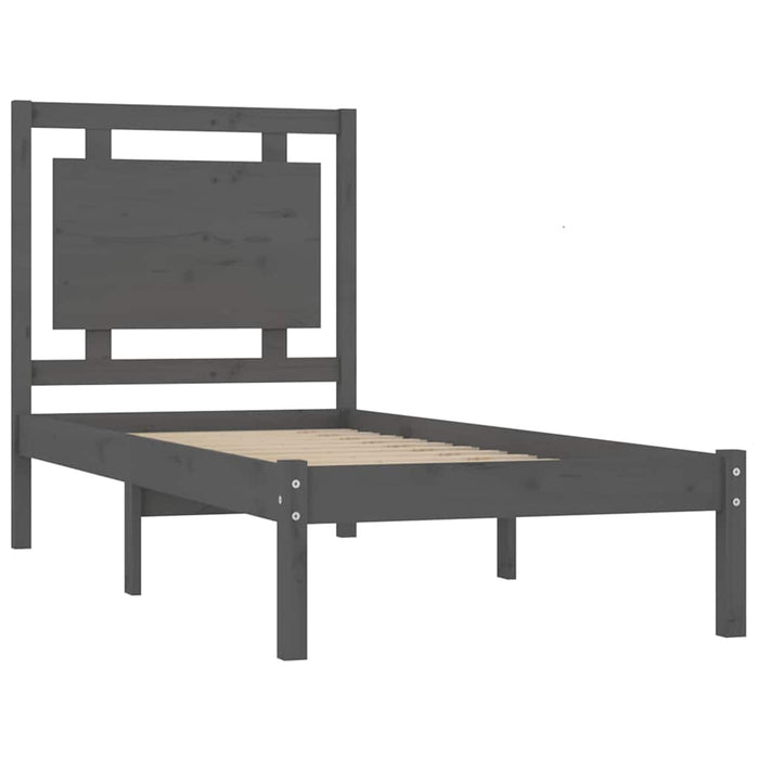 Cadru de pat single, gri, 90x190 cm, lemn masiv WALTI