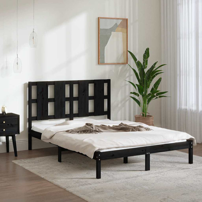 Cadru de pat, negru, 140x190 cm, lemn masiv de pin WALTI