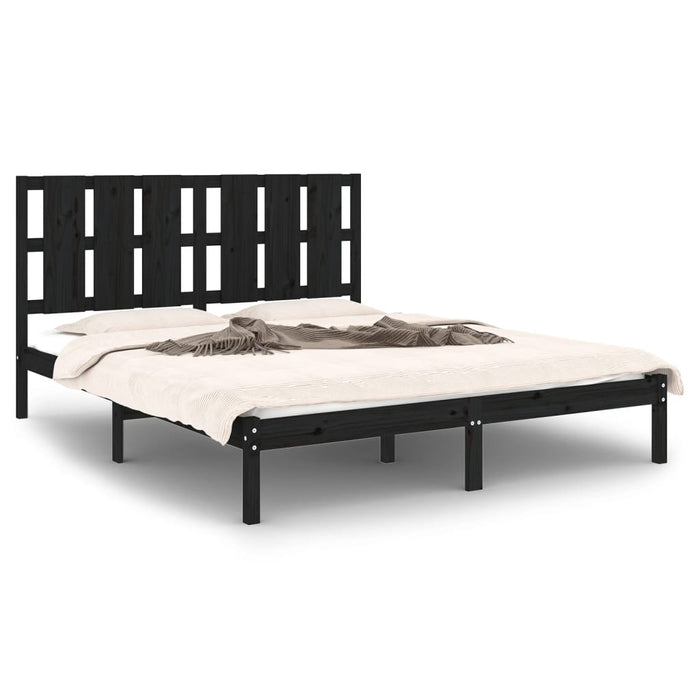Cadru de pat King Size, negru, 150x200 cm, lemn masiv WALTI