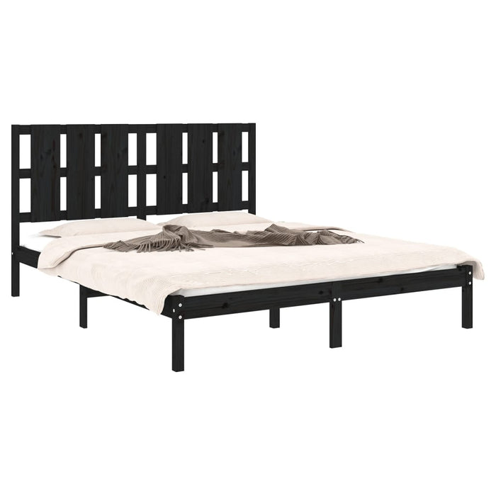 Cadru de pat King Size, negru, 150x200 cm, lemn masiv WALTI