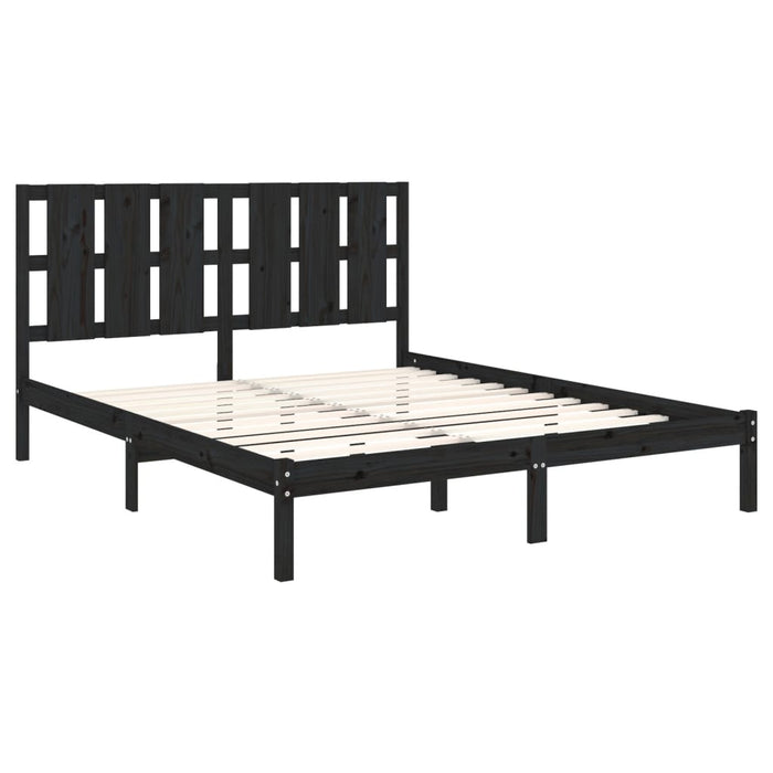 Cadru de pat King Size, negru, 150x200 cm, lemn masiv WALTI