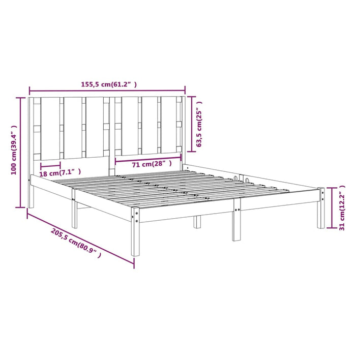 Cadru de pat King Size, negru, 150x200 cm, lemn masiv WALTI