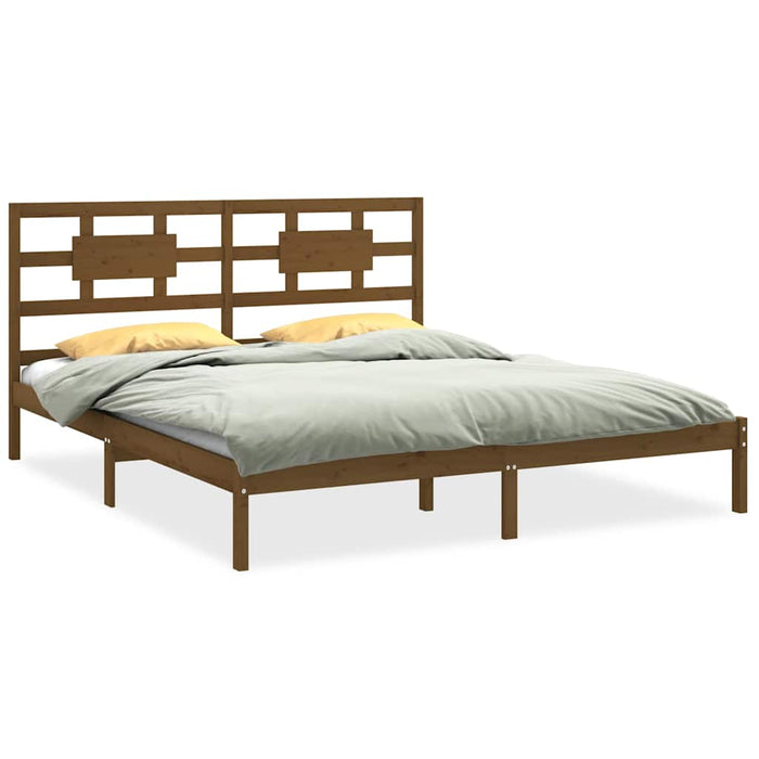 Cadru de pat Super King, maro miere, 180x200 cm, lemn masiv WALTI