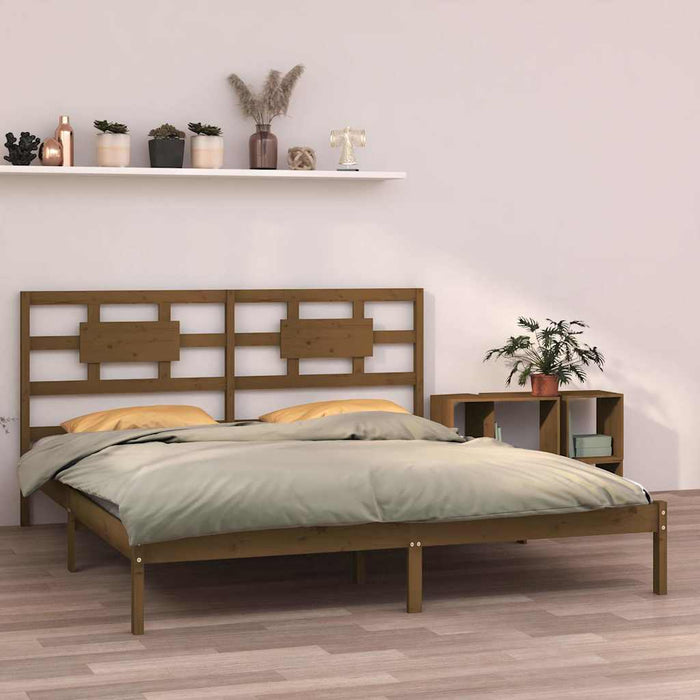 Cadru de pat Super King, maro miere, 180x200 cm, lemn masiv WALTI