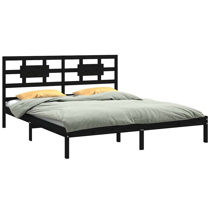 Cadru de pat Super King, negru, 180x200 cm, lemn masiv WALTI