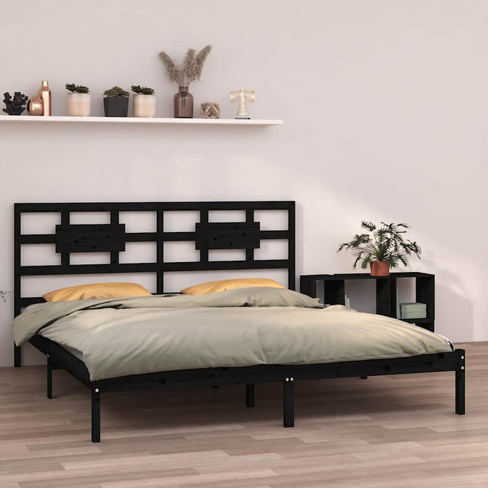 Cadru de pat Super King, negru, 180x200 cm, lemn masiv WALTI