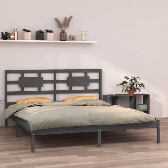 Cadru de pat, gri, 200x200 cm, lemn masiv - WALTI WALTI