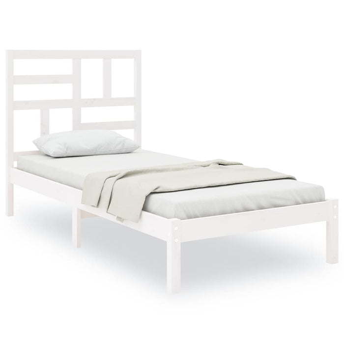 Cadru de pat mic single, alb, 75x190 cm, lemn masiv WALTI