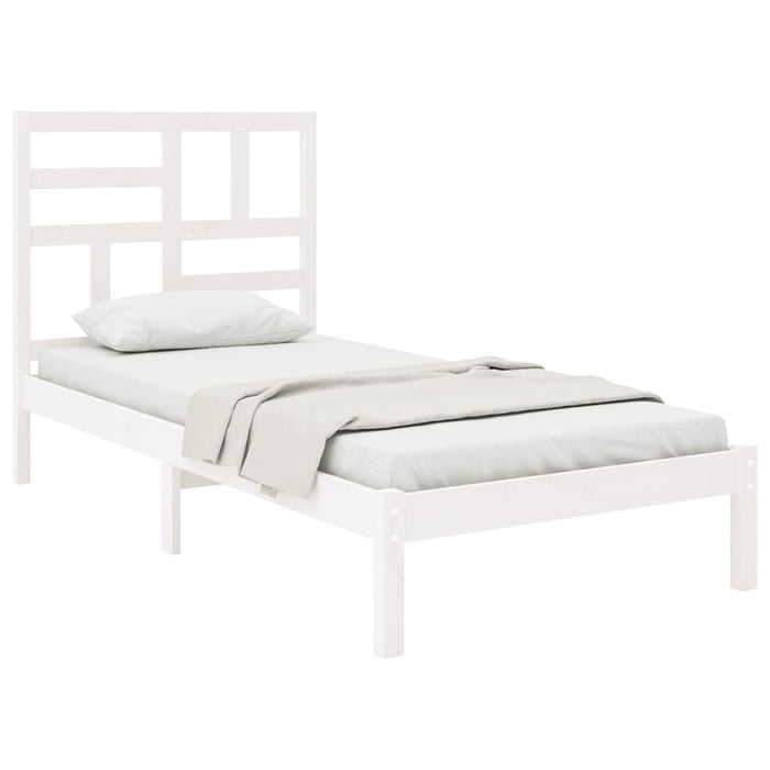 Cadru de pat mic single, alb, 75x190 cm, lemn masiv WALTI