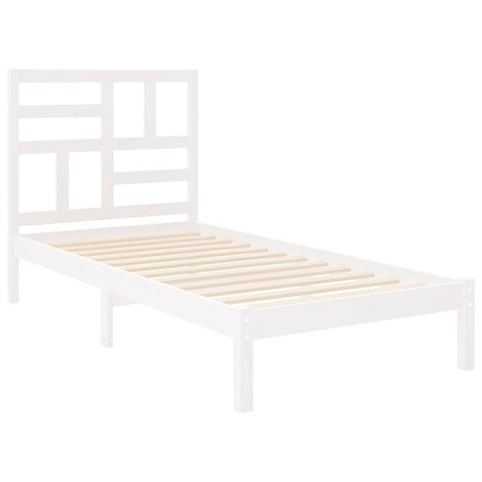 Cadru de pat mic single, alb, 75x190 cm, lemn masiv WALTI