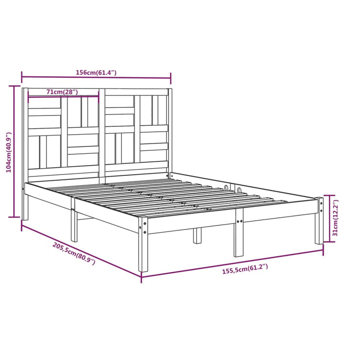 Cadru de pat King Size, alb, 150x200 cm, lemn masiv - WALTI WALTI