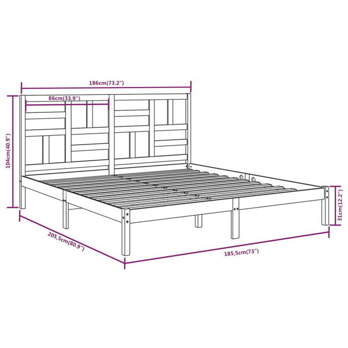 Cadru de pat Super King, alb, 180x200 cm, lemn masiv - WALTI WALTI