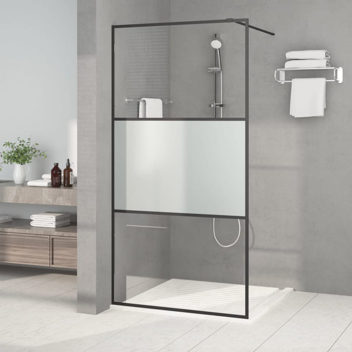 Perete cabină duș walk-in negru 100x195 cm sticlă ESG semi-mată - WALTI WALTI
