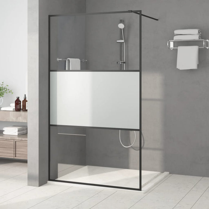 Perete cabină duș walk-in negru 115x195 cm sticlă ESG semi-mată - WALTI WALTI