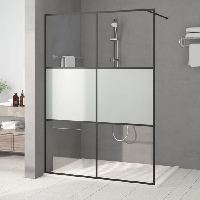 Perete cabină duș walk-in negru 140x195 cm sticlă ESG semi-mată - WALTI WALTI