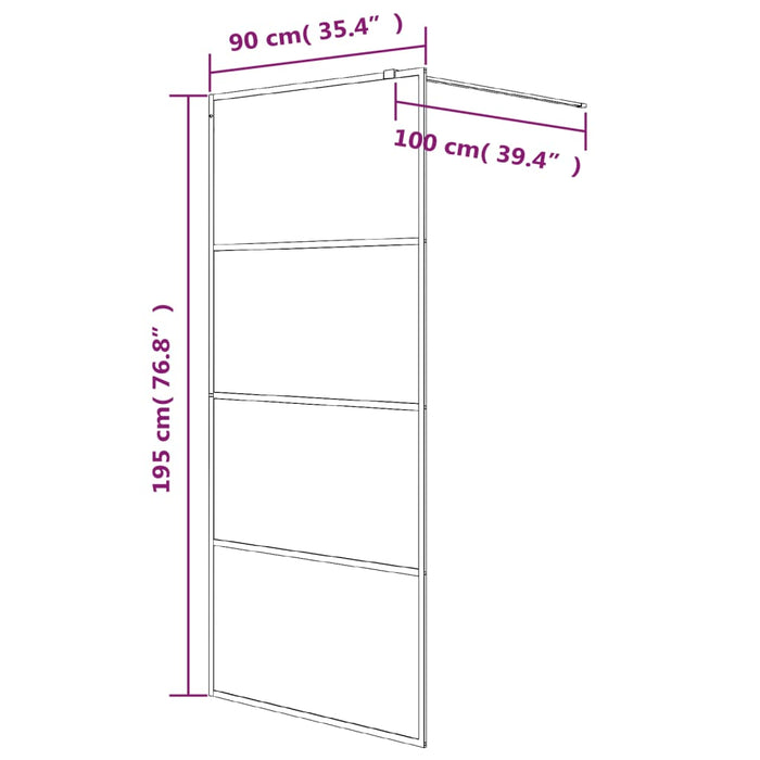 Perete cabină duș walk-in negru 90x195 cm sticlă ESG semi-mată - WALTI WALTI