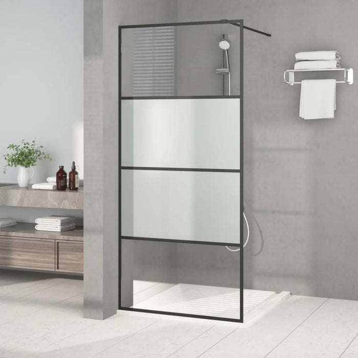 Perete cabină duș walk-in negru 90x195 cm sticlă ESG semi-mată - WALTI WALTI