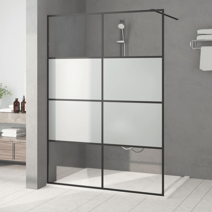 Perete cabină duș walk-in negru 140x195 cm sticlă ESG semi-mată - WALTI WALTI